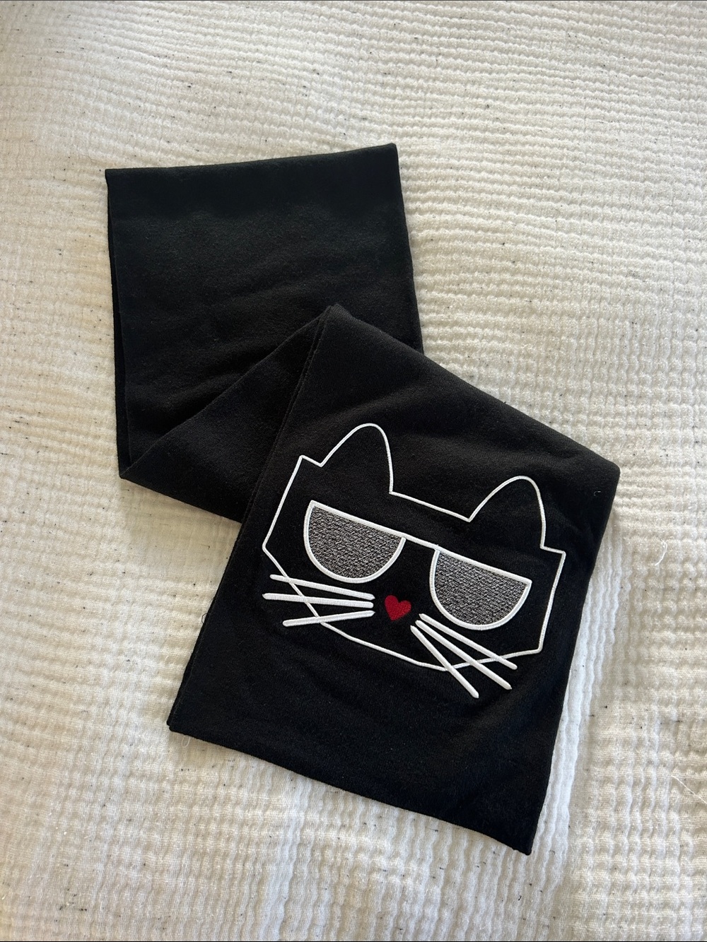 Karl Lagerfeld Black Cat Scarf with Sunglasses Graphic